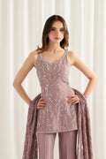 Rungish mauve embroidered tunic with wide-leg pants – front pose